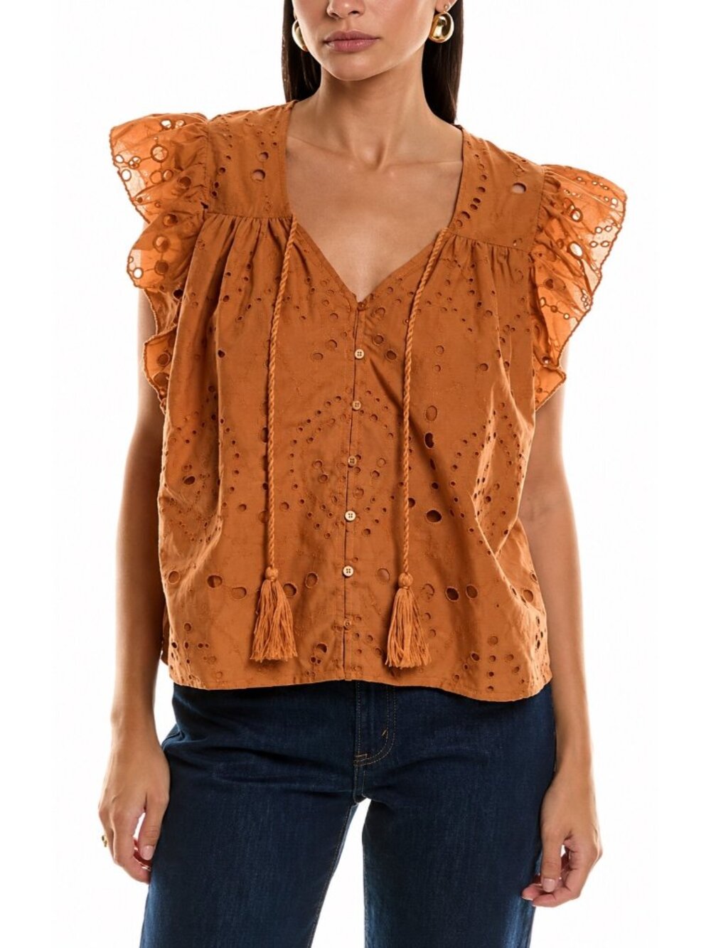 bishop + young Rust Eyelet Ruffled Mini Skirt - Picture 4 of 16